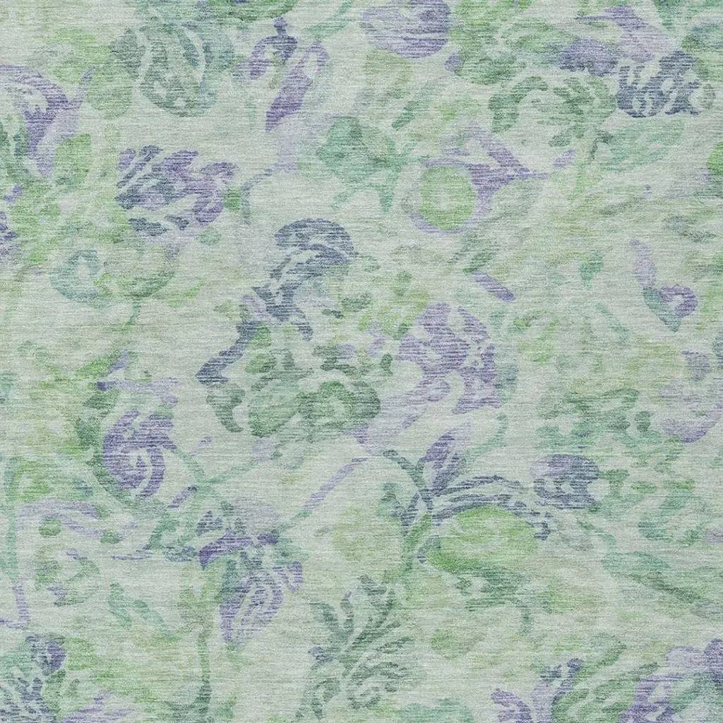 3' X 5' Green And Silver Floral Washable Indoor Outdoor Area Rug Homeroots Outdoor