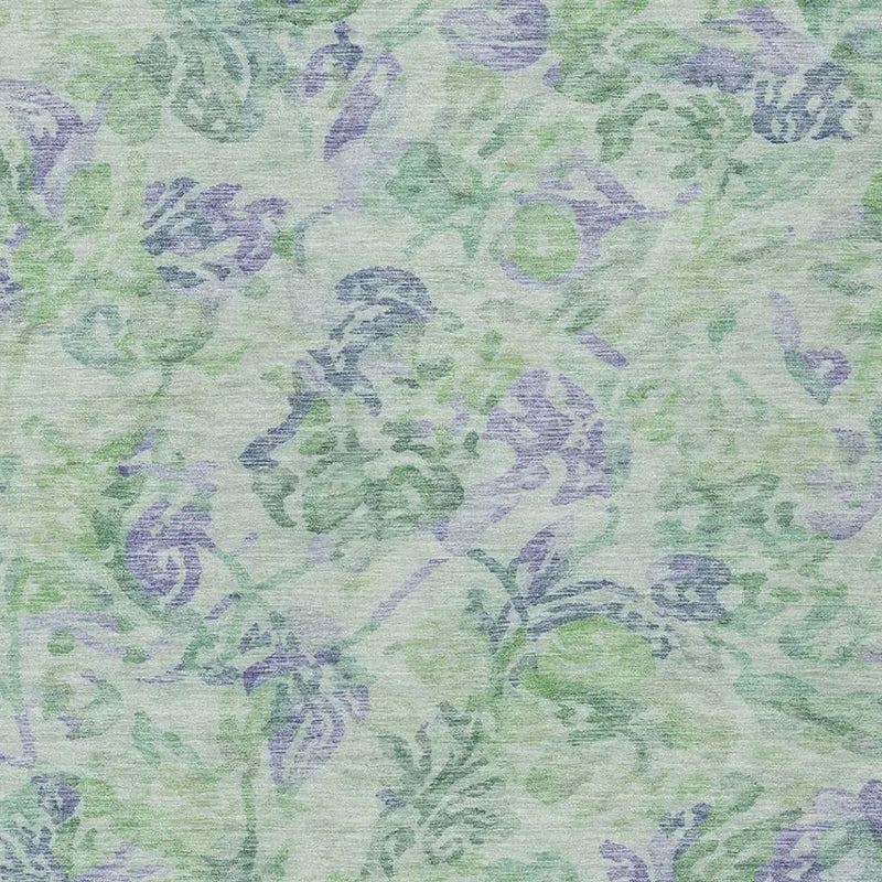3' X 5' Green And Silver Floral Washable Indoor Outdoor Area Rug Homeroots Outdoor