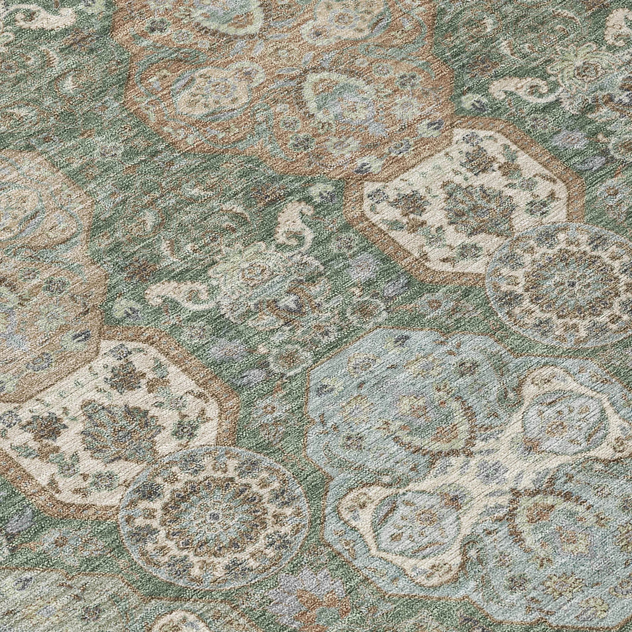 3' X 5' Green And Silver Floral Washable Indoor Outdoor Area Rug Homeroots Outdoor