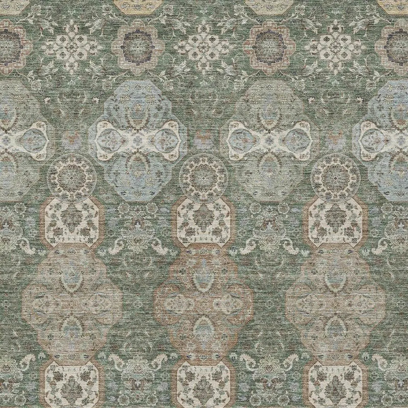 3' X 5' Green And Silver Floral Washable Indoor Outdoor Area Rug Homeroots Outdoor