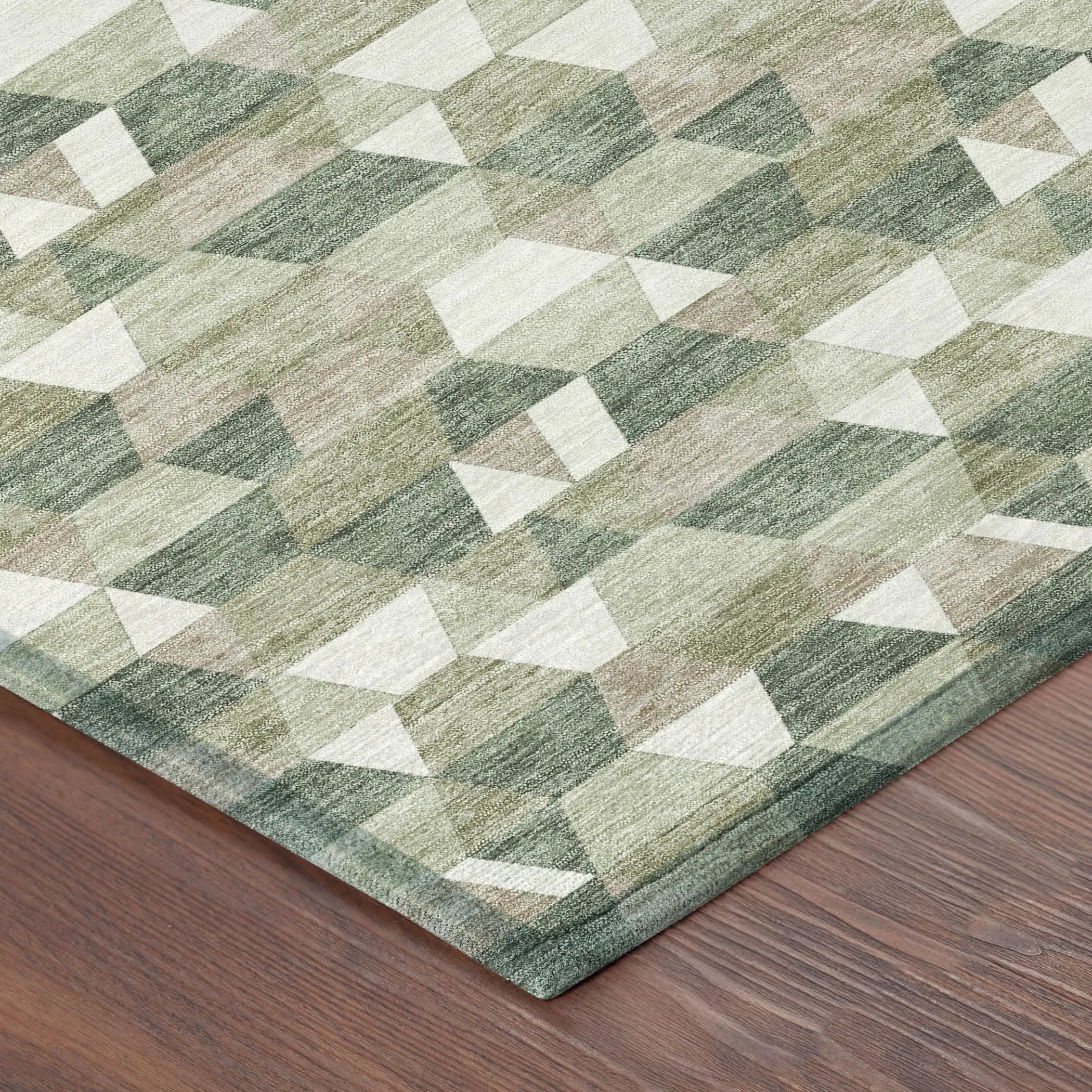 3' X 5' Green And Silver Geometric Washable Indoor Outdoor Area Rug Homeroots Outdoor