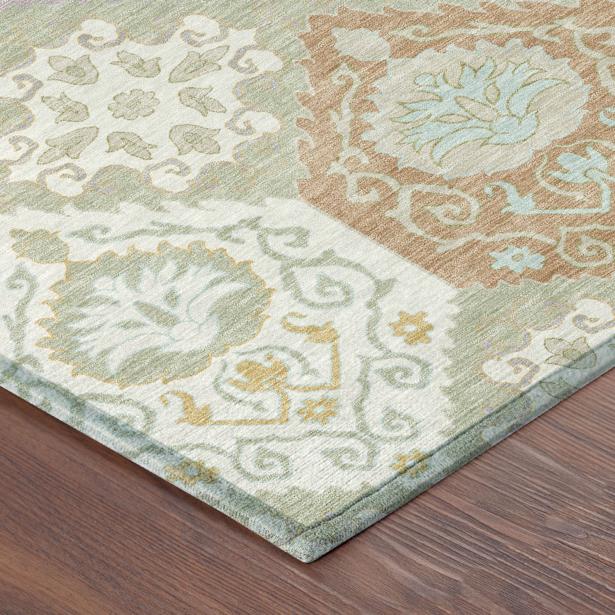 3' X 5' Green And Sky Blue Geometric Washable Indoor Outdoor Area Rug Homeroots Outdoor