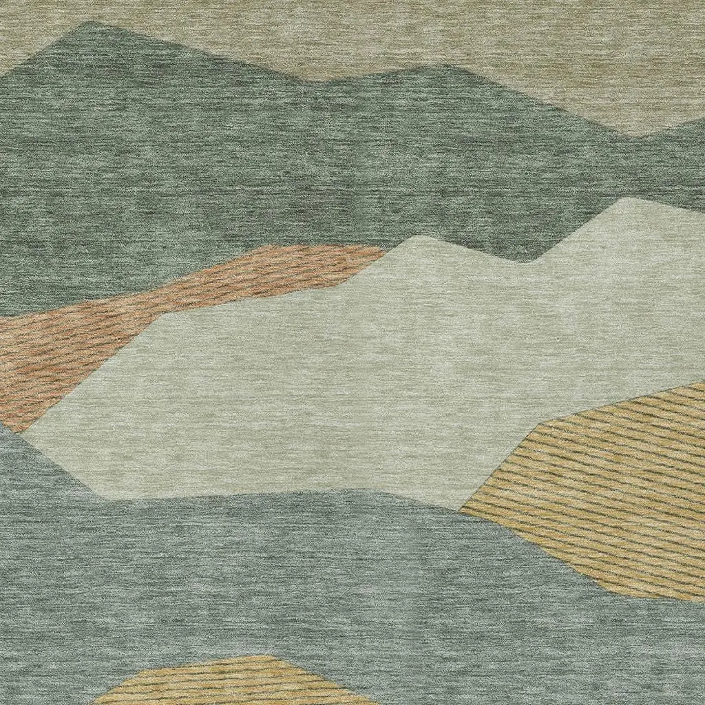 3' X 5' Green And Taupe Geometric Washable Indoor Outdoor Area Rug Homeroots Outdoor