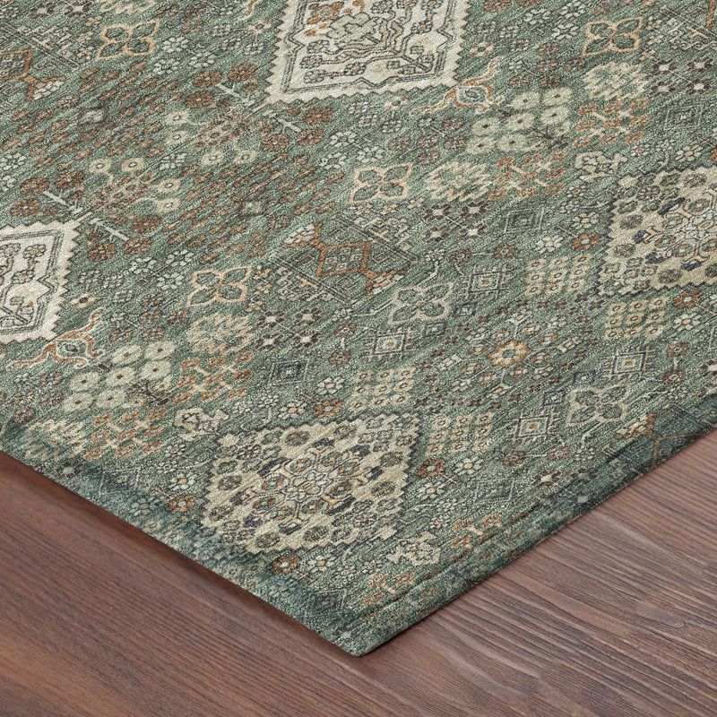 3' X 5' Green And Taupe Geometric Washable Indoor Outdoor Area Rug Homeroots Outdoor