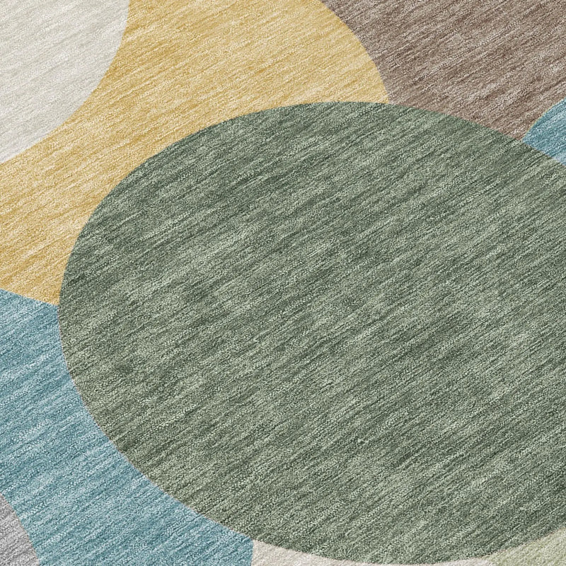 3' X 5' Green And Teal Blue Geometric Washable Indoor Outdoor Area Rug Homeroots Outdoor