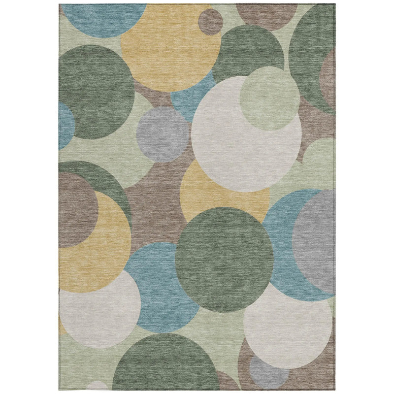3' X 5' Green And Teal Blue Geometric Washable Indoor Outdoor Area Rug Homeroots Outdoor