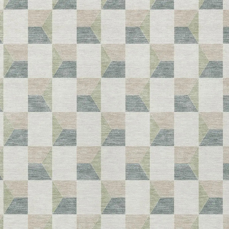 3' X 5' Green And Teal Blue Geometric Washable Indoor Outdoor Area Rug Homeroots Outdoor