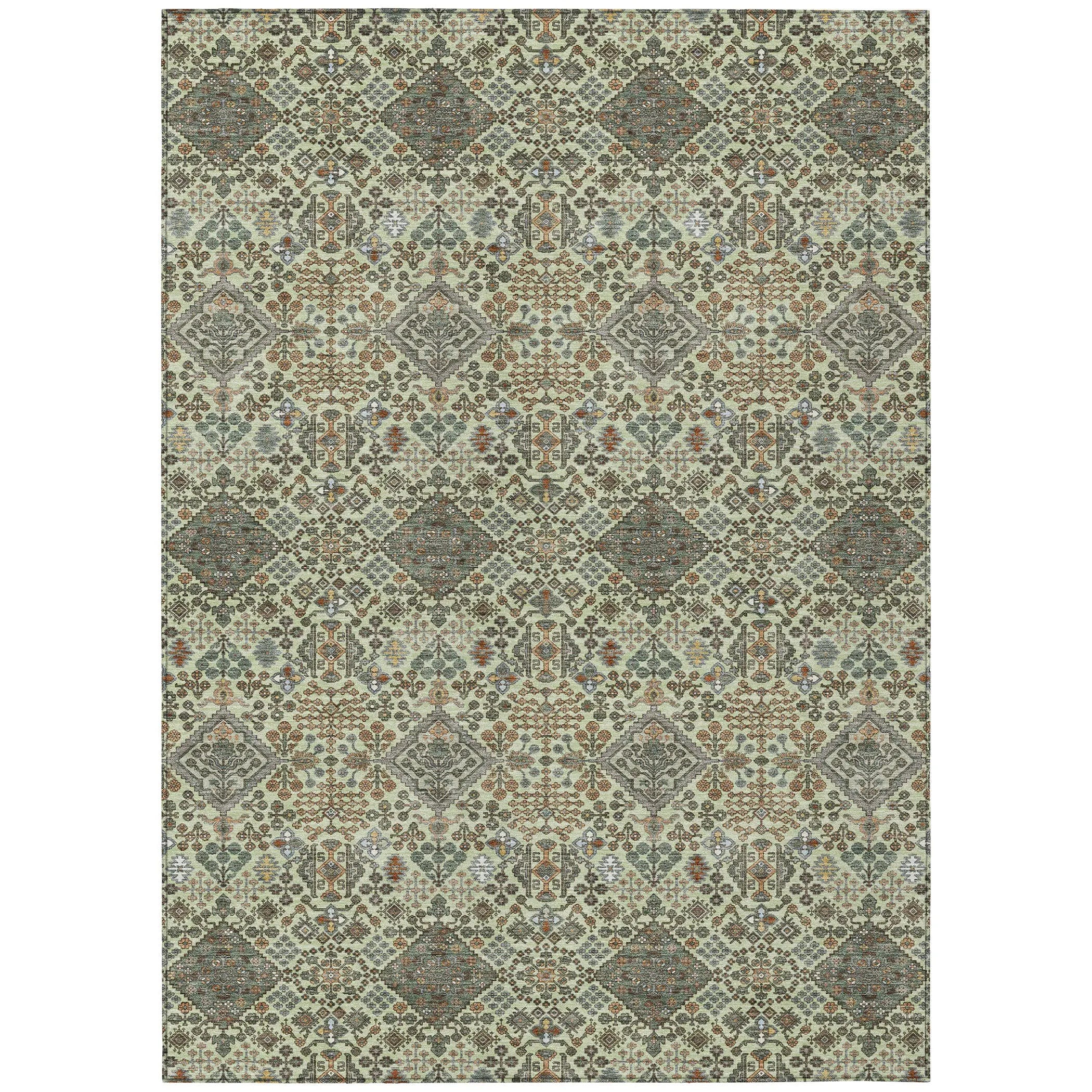3' X 5' Green And Teal Blue Geometric Washable Indoor Outdoor Area Rug Homeroots Outdoor