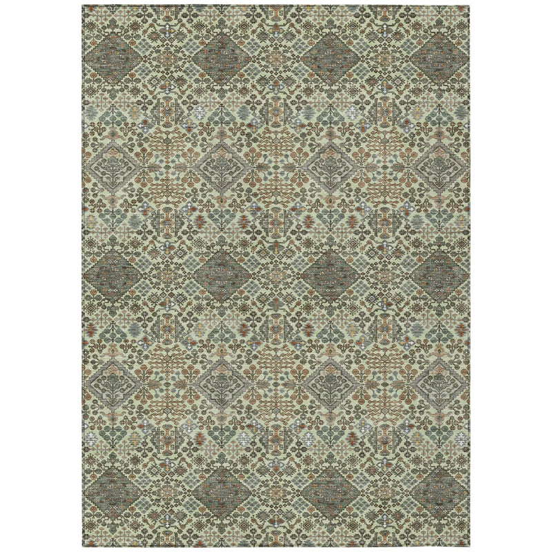 3' X 5' Green And Teal Blue Geometric Washable Indoor Outdoor Area Rug Homeroots Outdoor