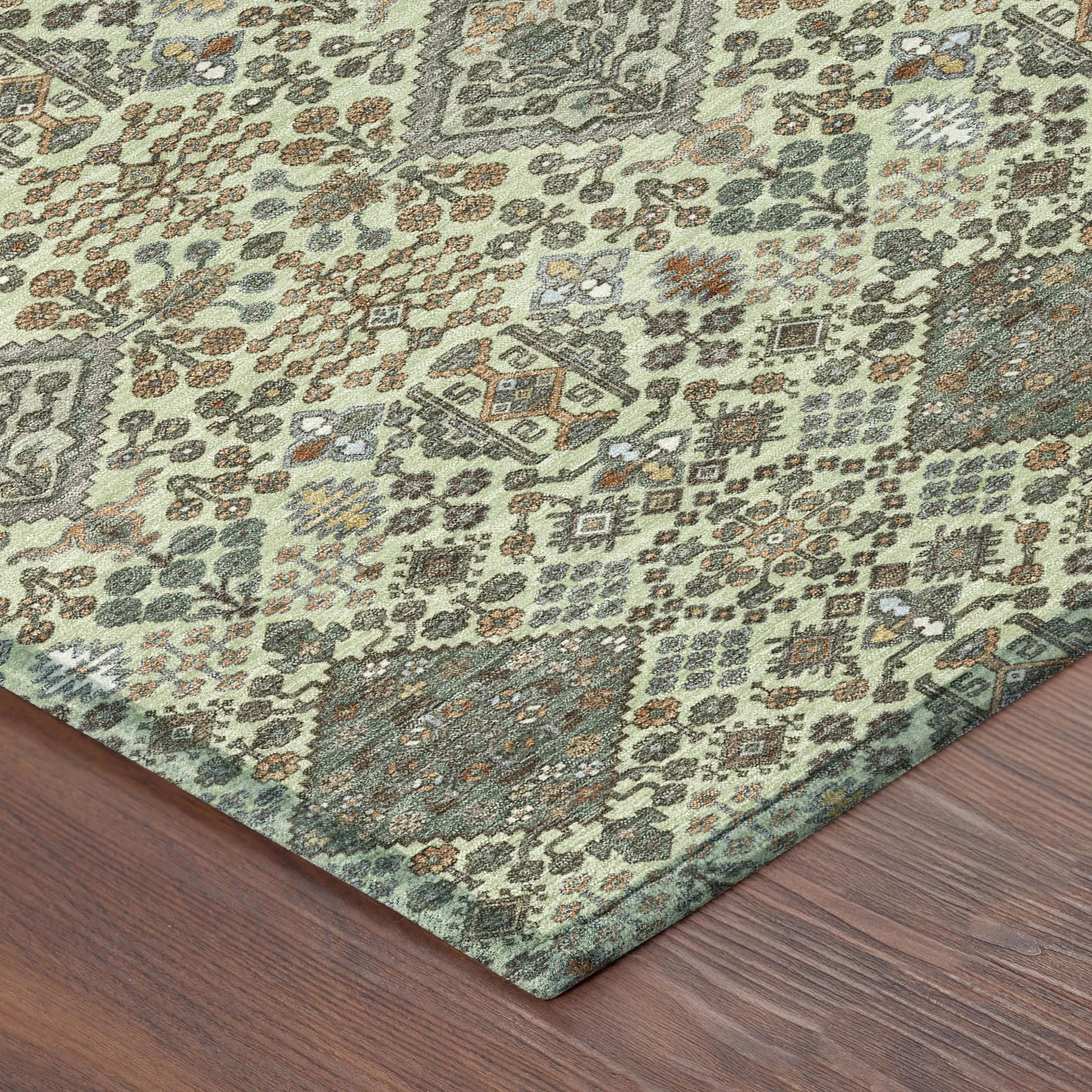 3' X 5' Green And Teal Blue Geometric Washable Indoor Outdoor Area Rug Homeroots Outdoor