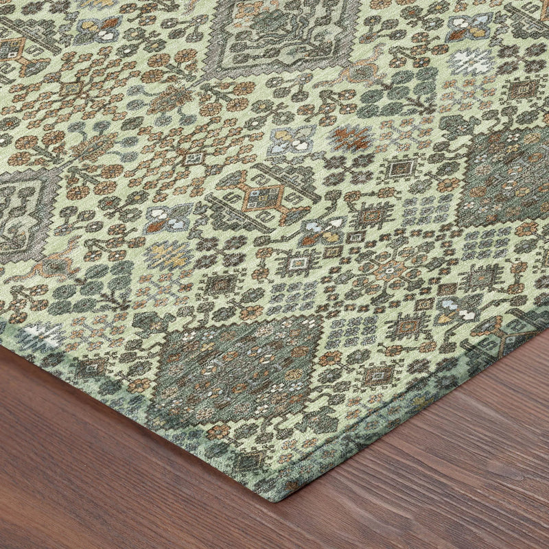 3' X 5' Green And Teal Blue Geometric Washable Indoor Outdoor Area Rug Homeroots Outdoor