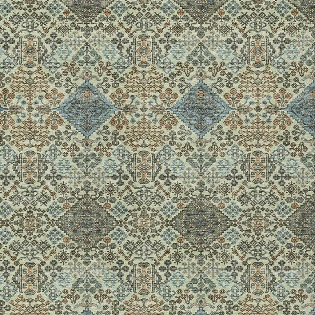 3' X 5' Green And Teal Blue Geometric Washable Indoor Outdoor Area Rug Homeroots Outdoor