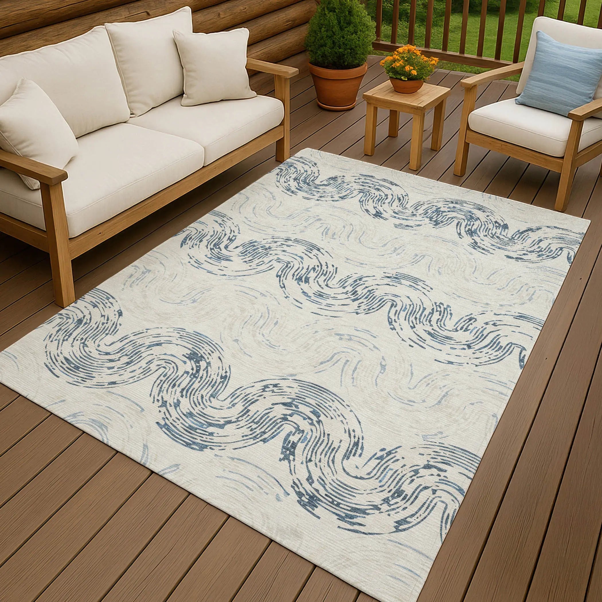 3' X 5' Ivory And Beige Abstract Washable Indoor Outdoor Area Rug Homeroots Outdoor