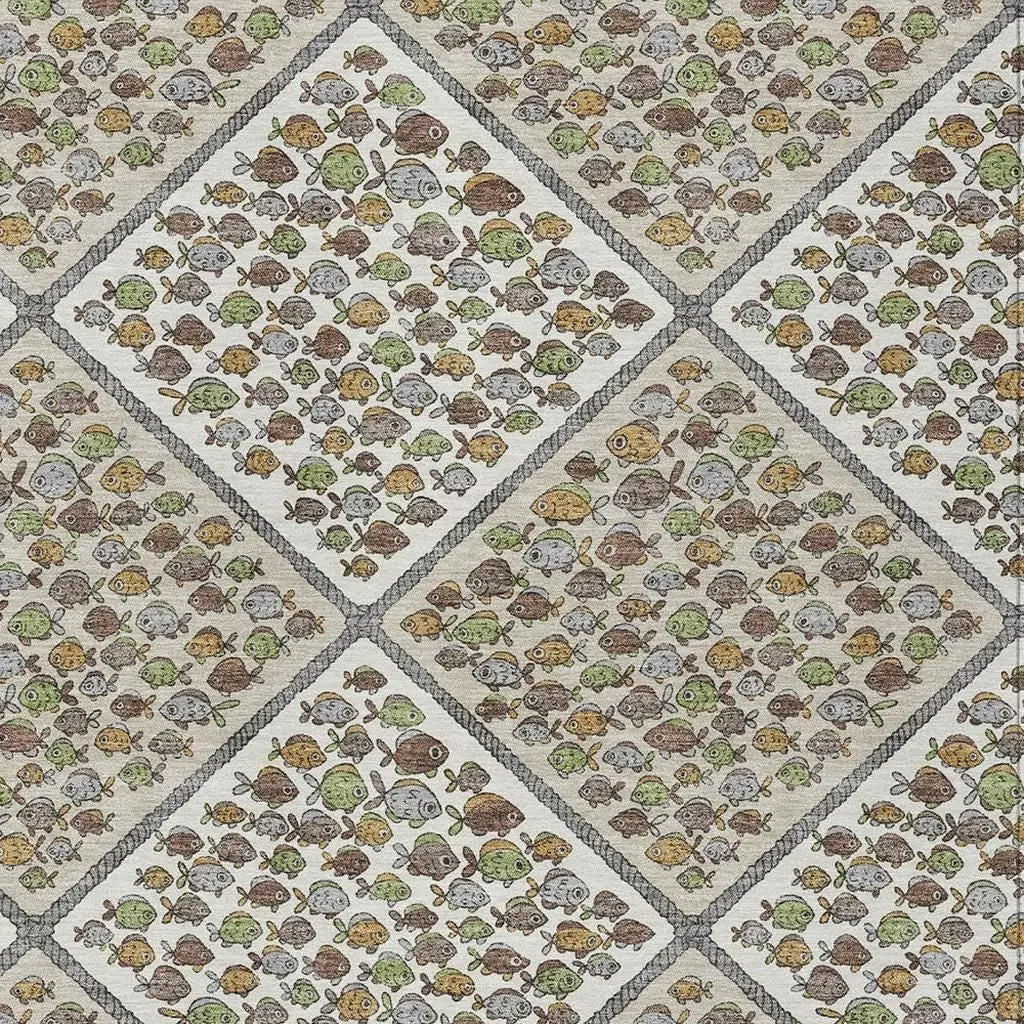 3' X 5' Ivory And Beige Abstract Washable Indoor Outdoor Area Rug Homeroots Outdoor
