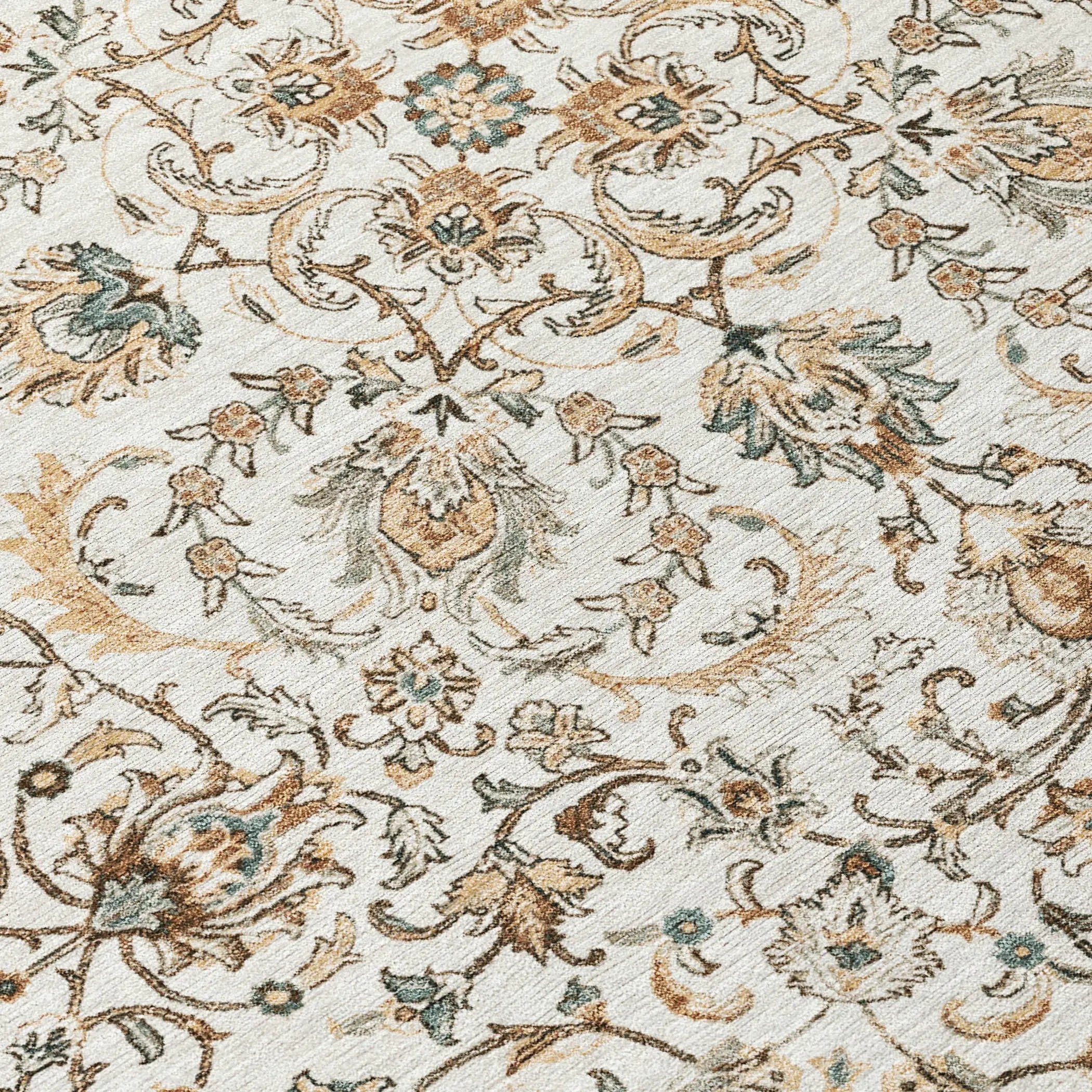 3' X 5' Ivory And Beige Botanical Leaves Washable Indoor Outdoor Area Rug Homeroots Outdoor