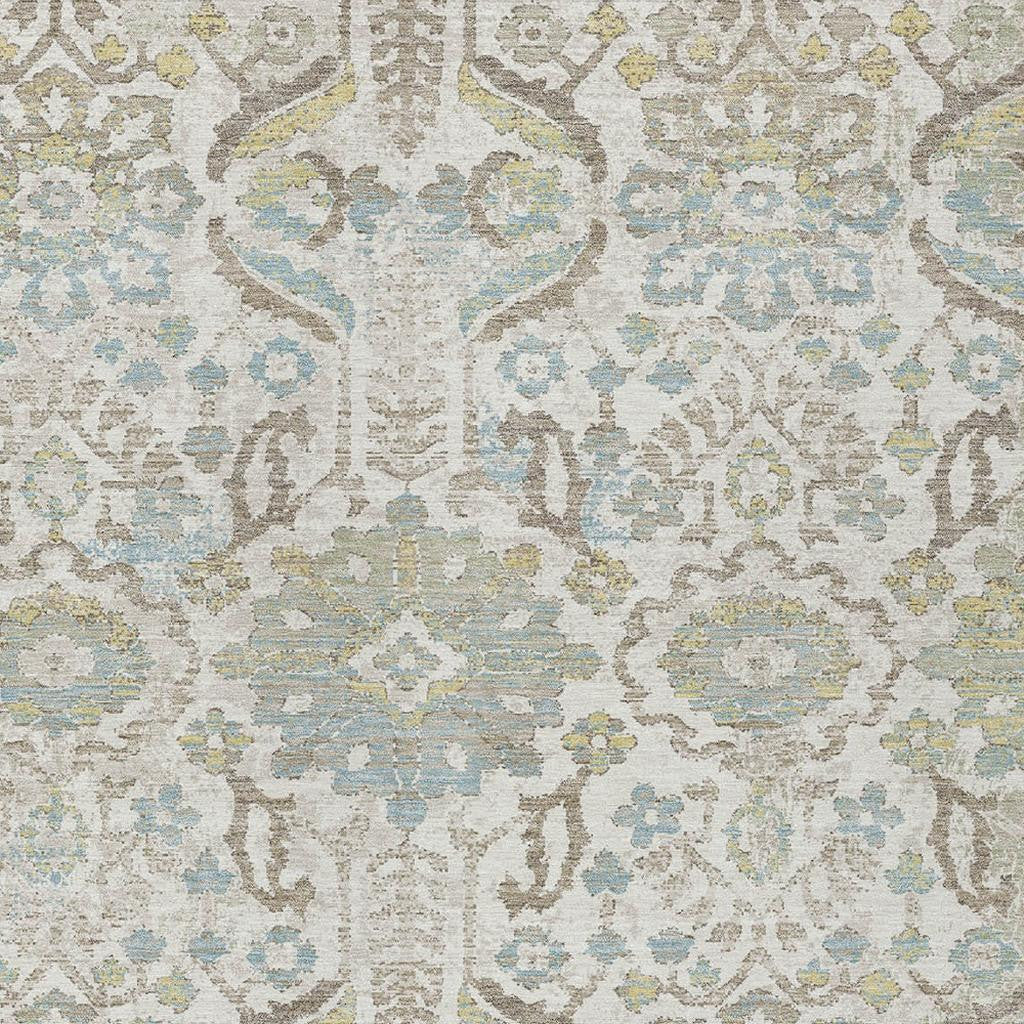 3' X 5' Ivory And Beige Damask Washable Indoor Outdoor Area Rug Homeroots Outdoor