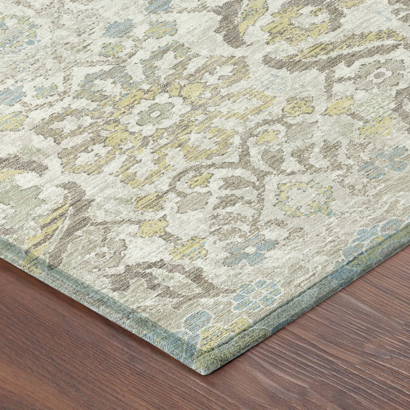 3' X 5' Ivory And Beige Damask Washable Indoor Outdoor Area Rug Homeroots Outdoor