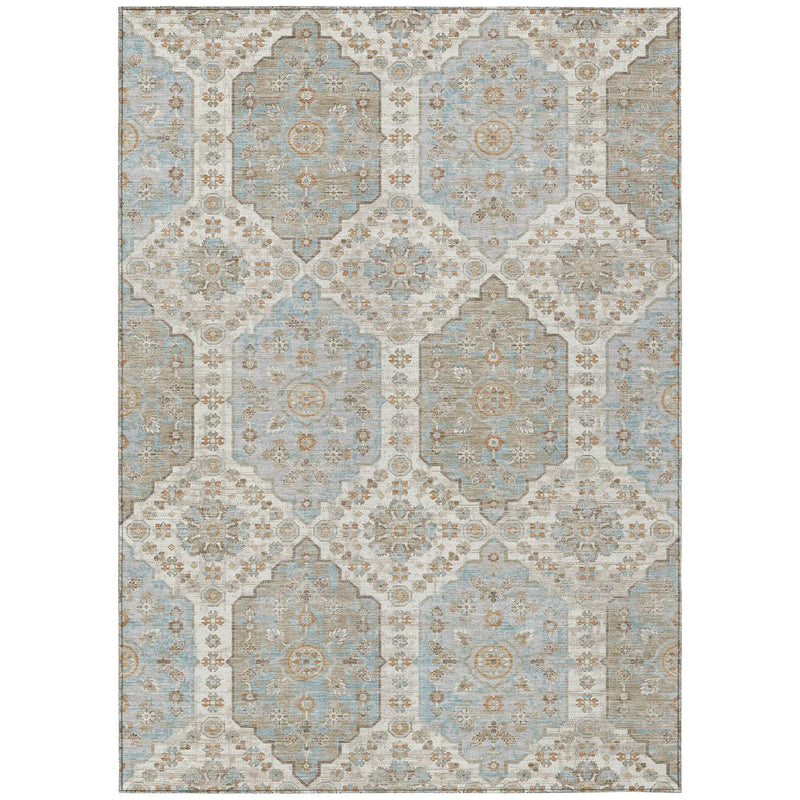 3' X 5' Ivory And Beige Damask Washable Indoor Outdoor Area Rug Homeroots Outdoor