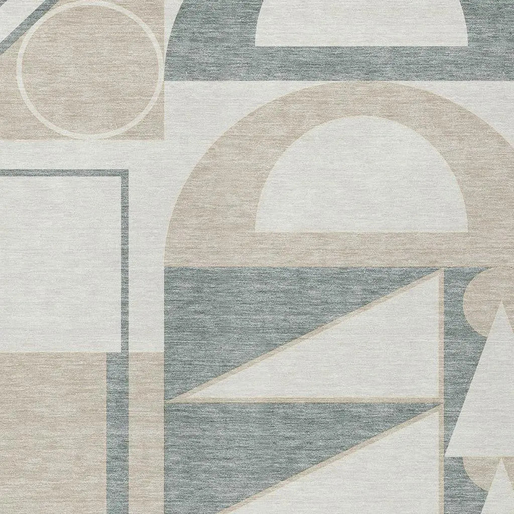 3' X 5' Ivory And Beige Geometric Washable Indoor Outdoor Area Rug Homeroots Outdoor