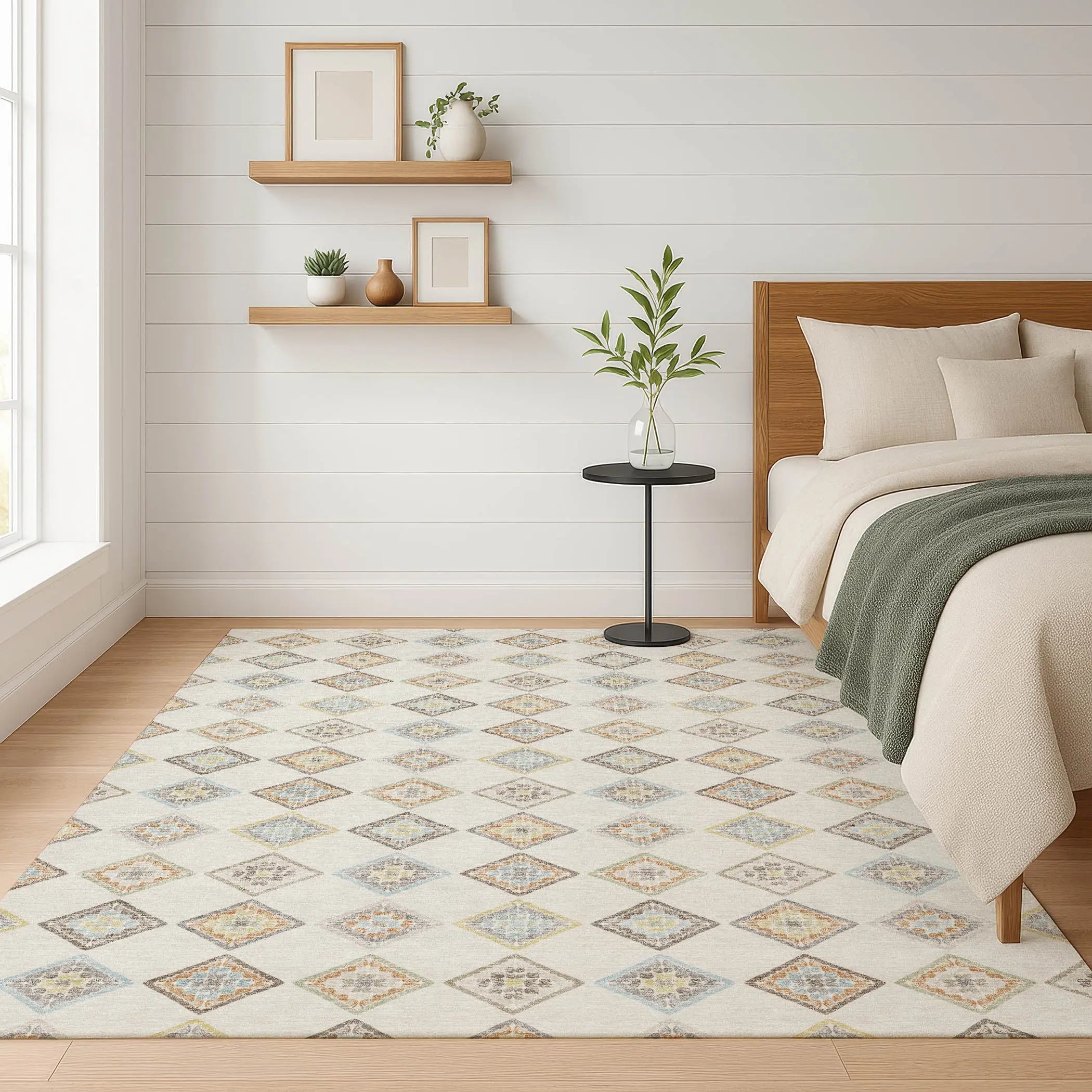 3' X 5' Ivory And Beige Geometric Washable Indoor Outdoor Area Rug Homeroots Outdoor