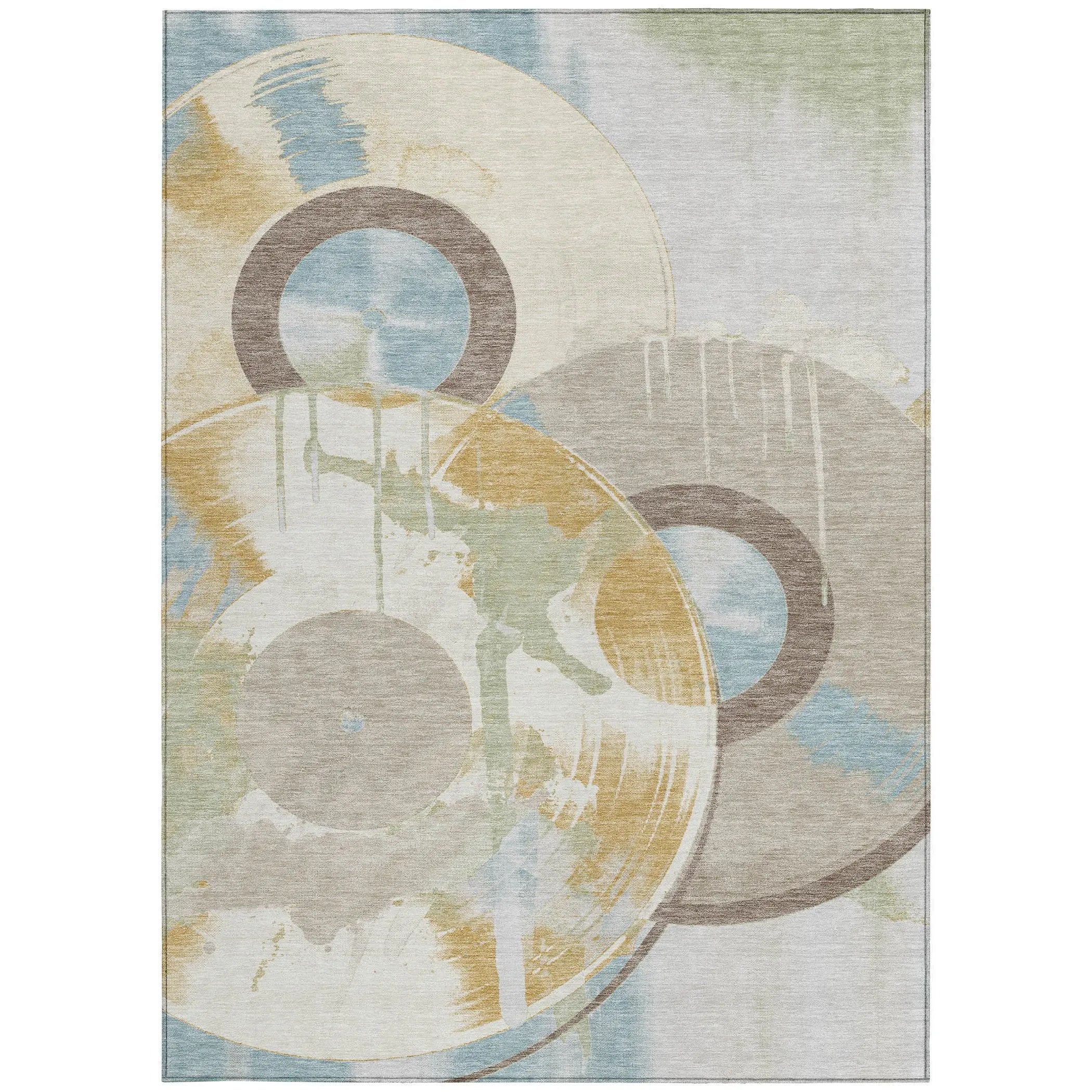 3' X 5' Ivory And Beige Geometric Washable Indoor Outdoor Area Rug Homeroots Outdoor
