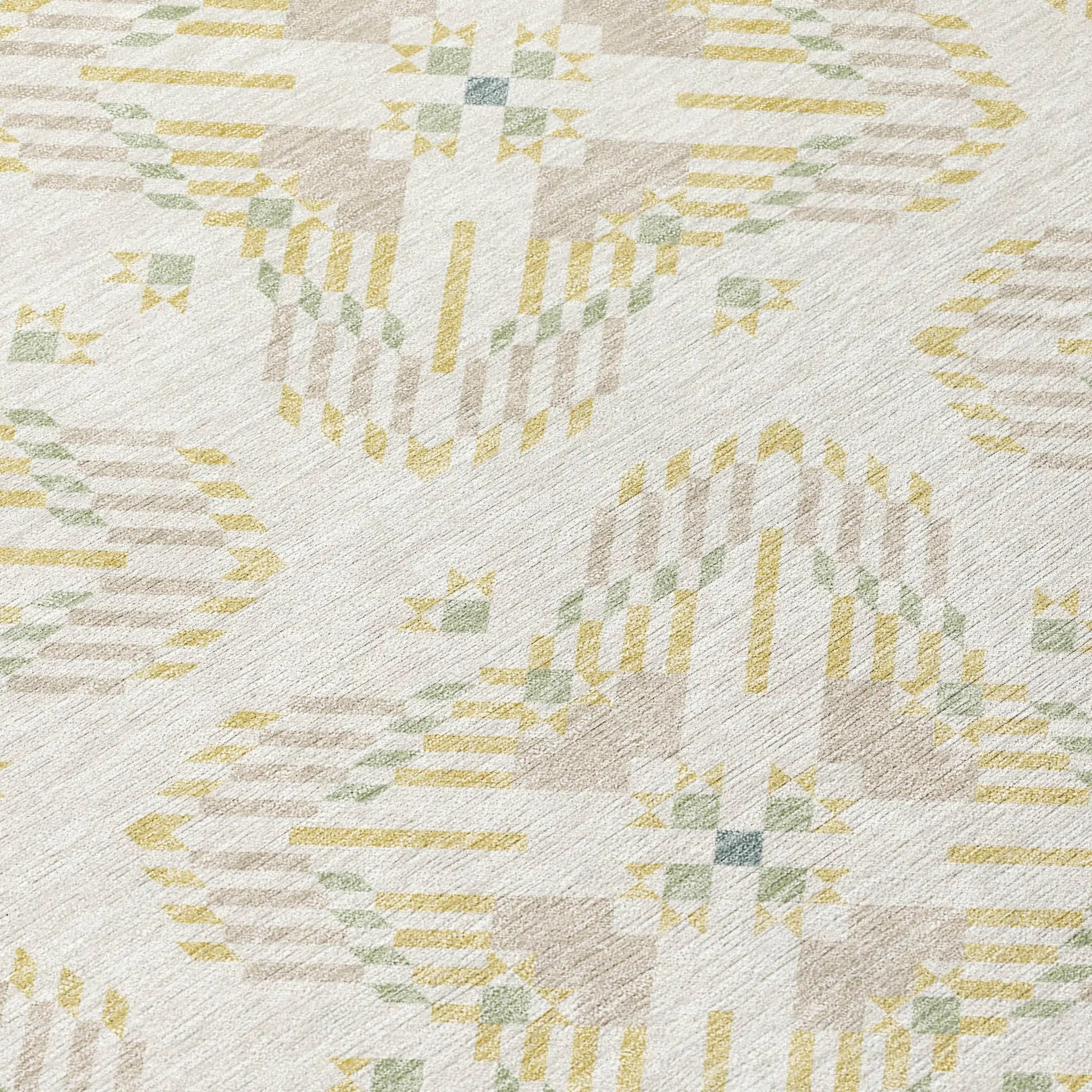 3' X 5' Ivory And Beige Geometric Washable Indoor Outdoor Area Rug Homeroots Outdoor