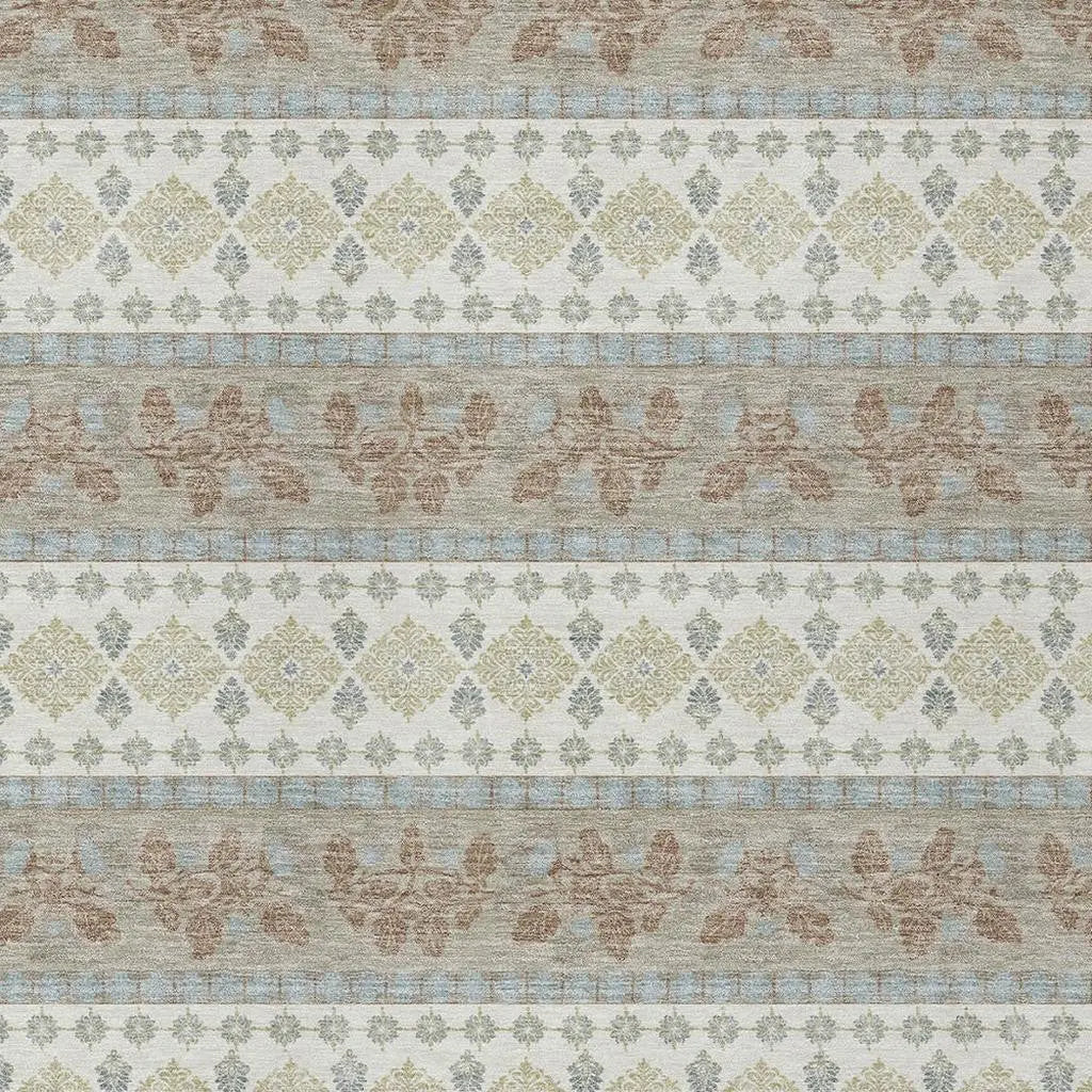 3' X 5' Ivory And Beige Striped Washable Indoor Outdoor Area Rug Homeroots Outdoor