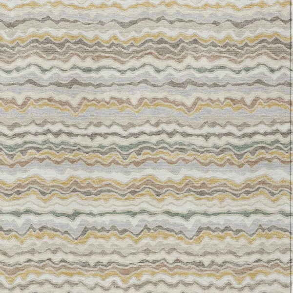 3' X 5' Ivory And Beige Striped Washable Indoor Outdoor Area Rug Homeroots Outdoor