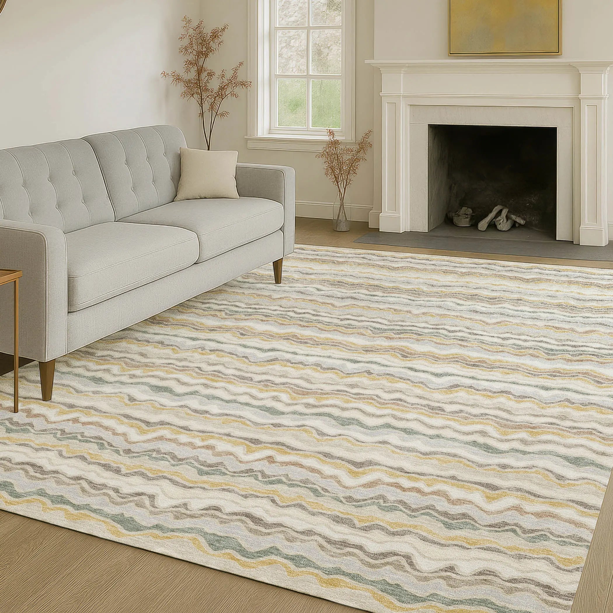 3' X 5' Ivory And Beige Striped Washable Indoor Outdoor Area Rug Homeroots Outdoor