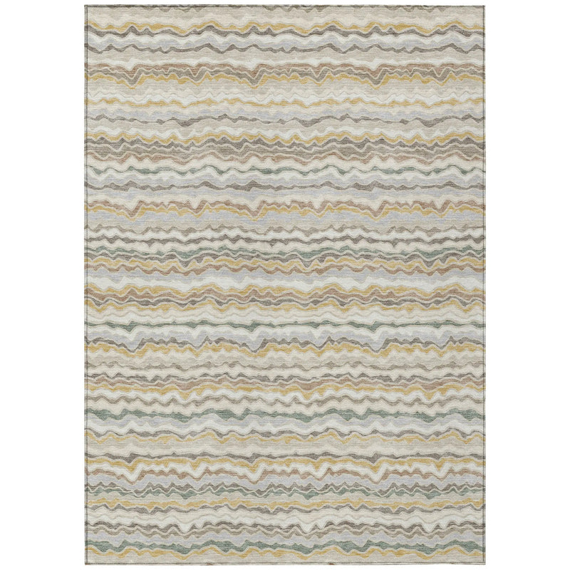 3' X 5' Ivory And Beige Striped Washable Indoor Outdoor Area Rug Homeroots Outdoor
