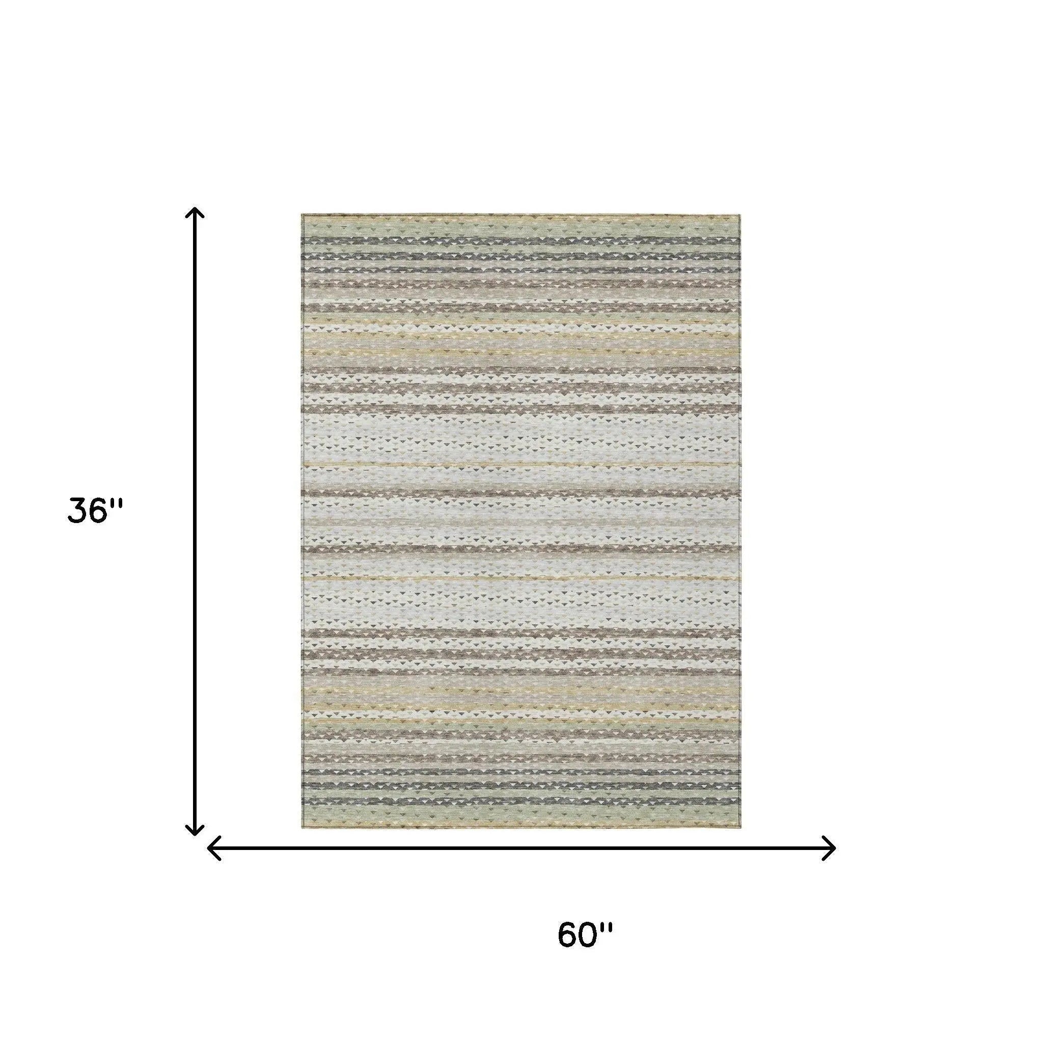 3' X 5' Ivory And Beige Striped Washable Indoor Outdoor Area Rug Homeroots Outdoor