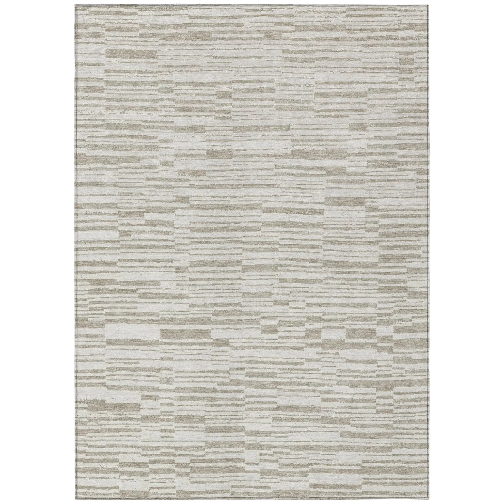 3' X 5' Ivory And Beige Striped Washable Indoor Outdoor Area Rug Homeroots Outdoor