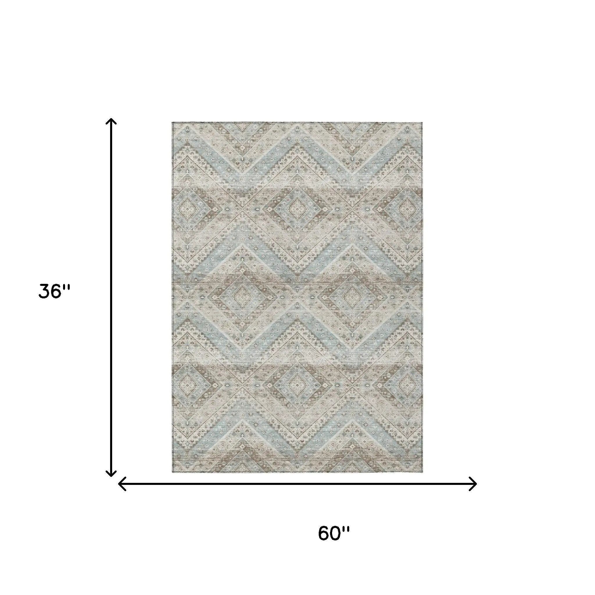 3' X 5' Ivory And Beige Tribal Washable Indoor Outdoor Area Rug Homeroots Outdoor