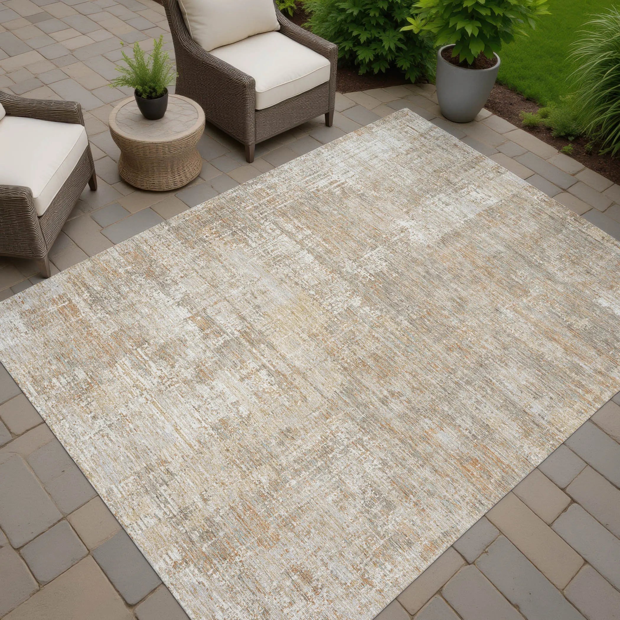 3' X 5' Ivory And Blue Abstract Washable Indoor Outdoor Area Rug Homeroots Outdoor