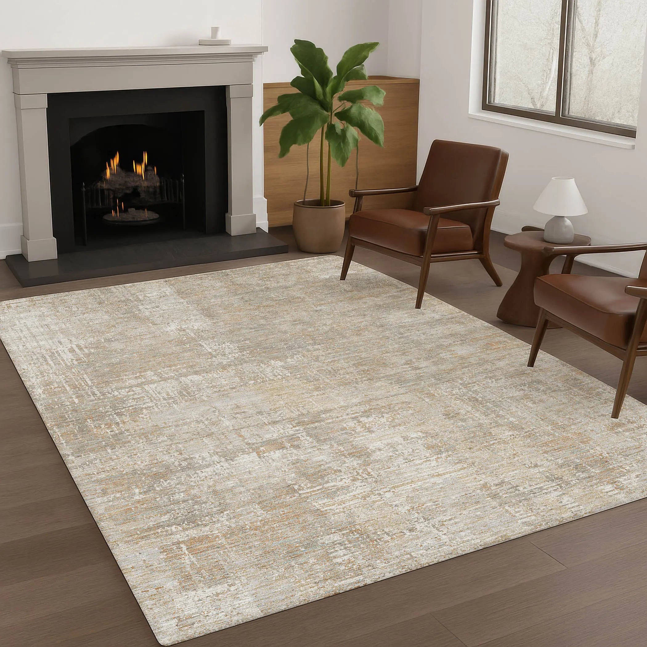 3' X 5' Ivory And Blue Abstract Washable Indoor Outdoor Area Rug Homeroots Outdoor