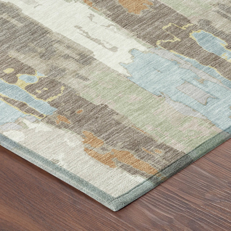 3' X 5' Ivory And Blue Abstract Washable Indoor Outdoor Area Rug Homeroots Outdoor