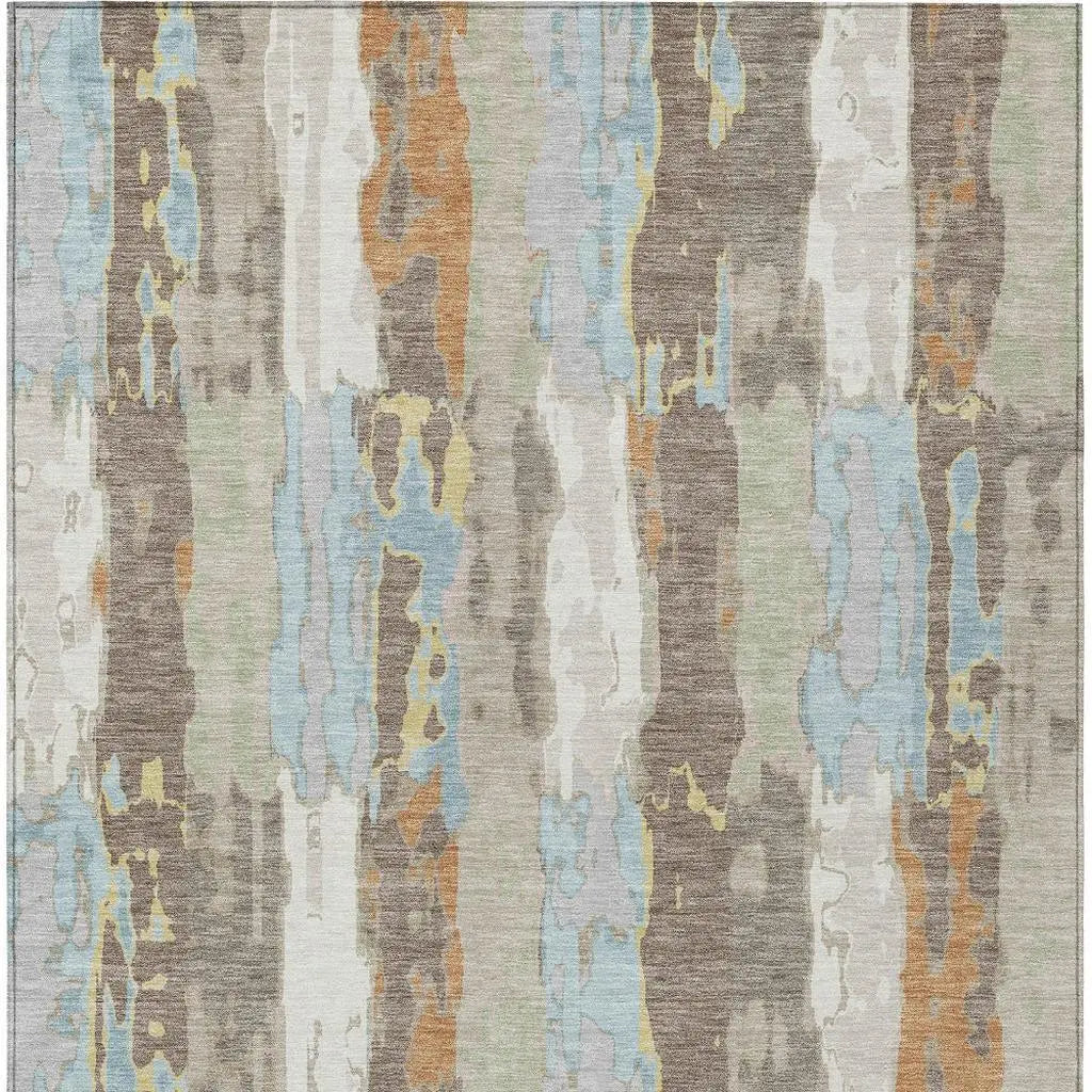 3' X 5' Ivory And Blue Abstract Washable Indoor Outdoor Area Rug Homeroots Outdoor