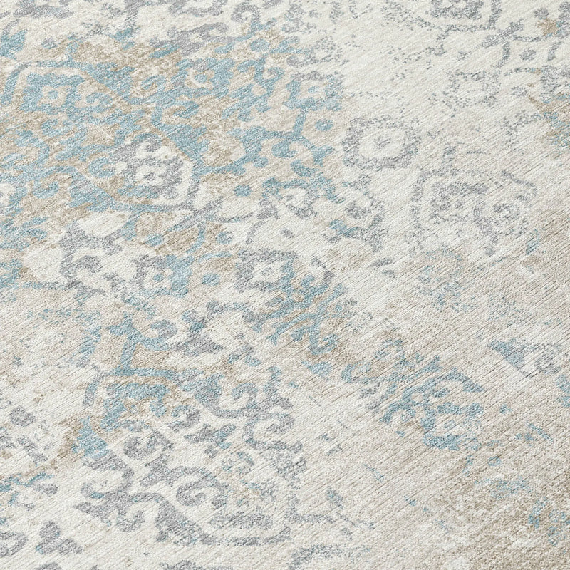 3' X 5' Ivory And Blue Oriental Washable Indoor Outdoor Area Rug Homeroots Outdoor