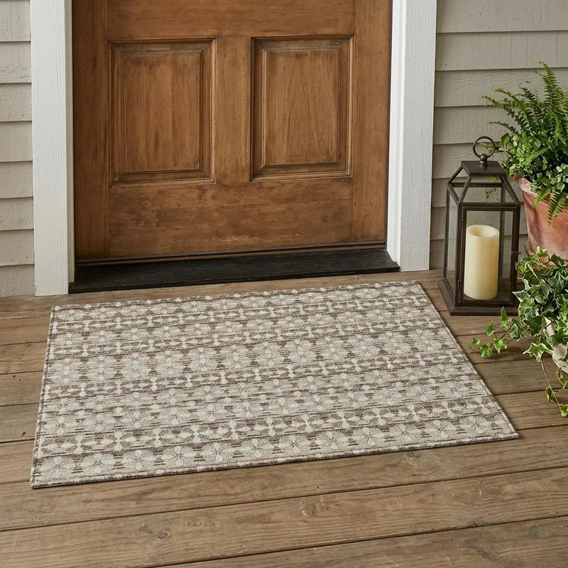 3' X 5' Ivory And Blue Striped Washable Indoor Outdoor Area Rug Homeroots Outdoor