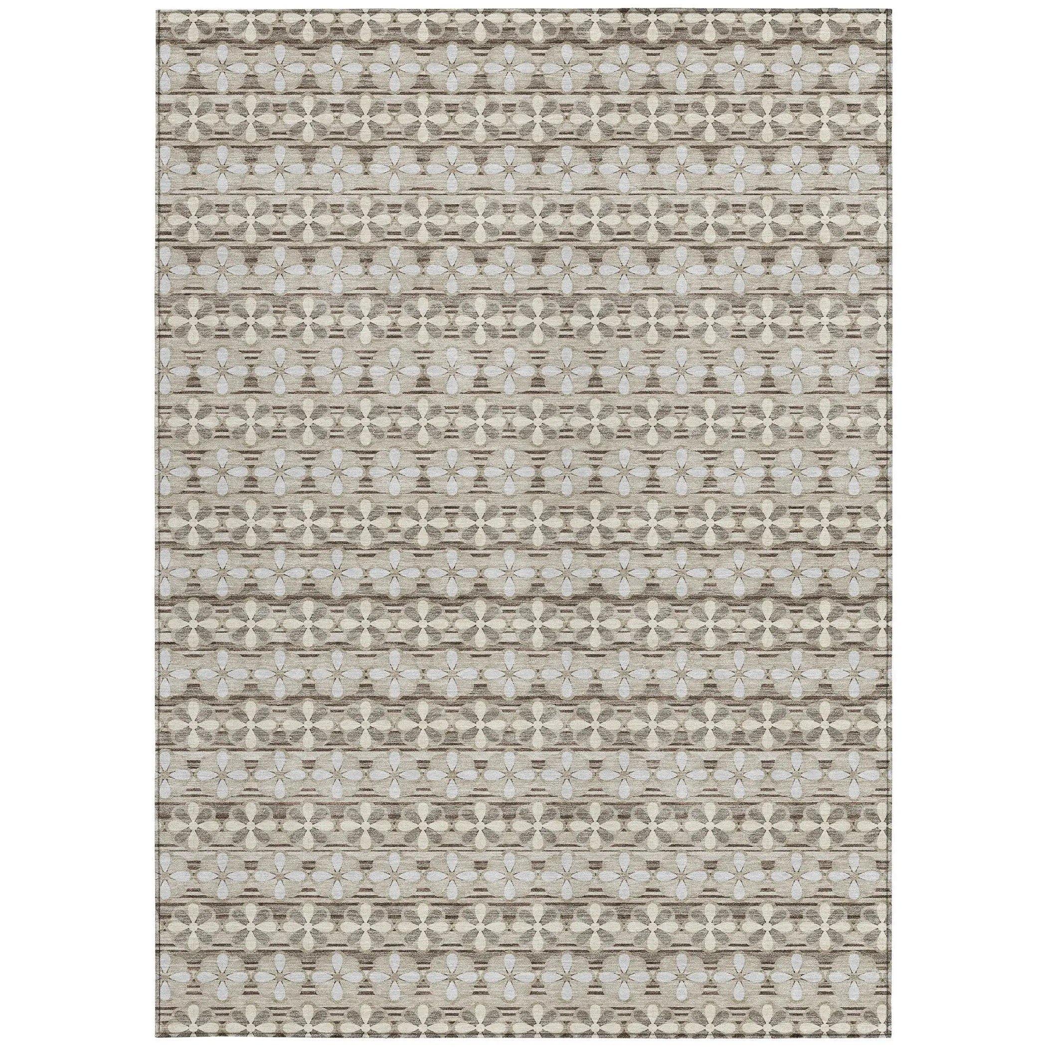 3' X 5' Ivory And Blue Striped Washable Indoor Outdoor Area Rug Homeroots Outdoor