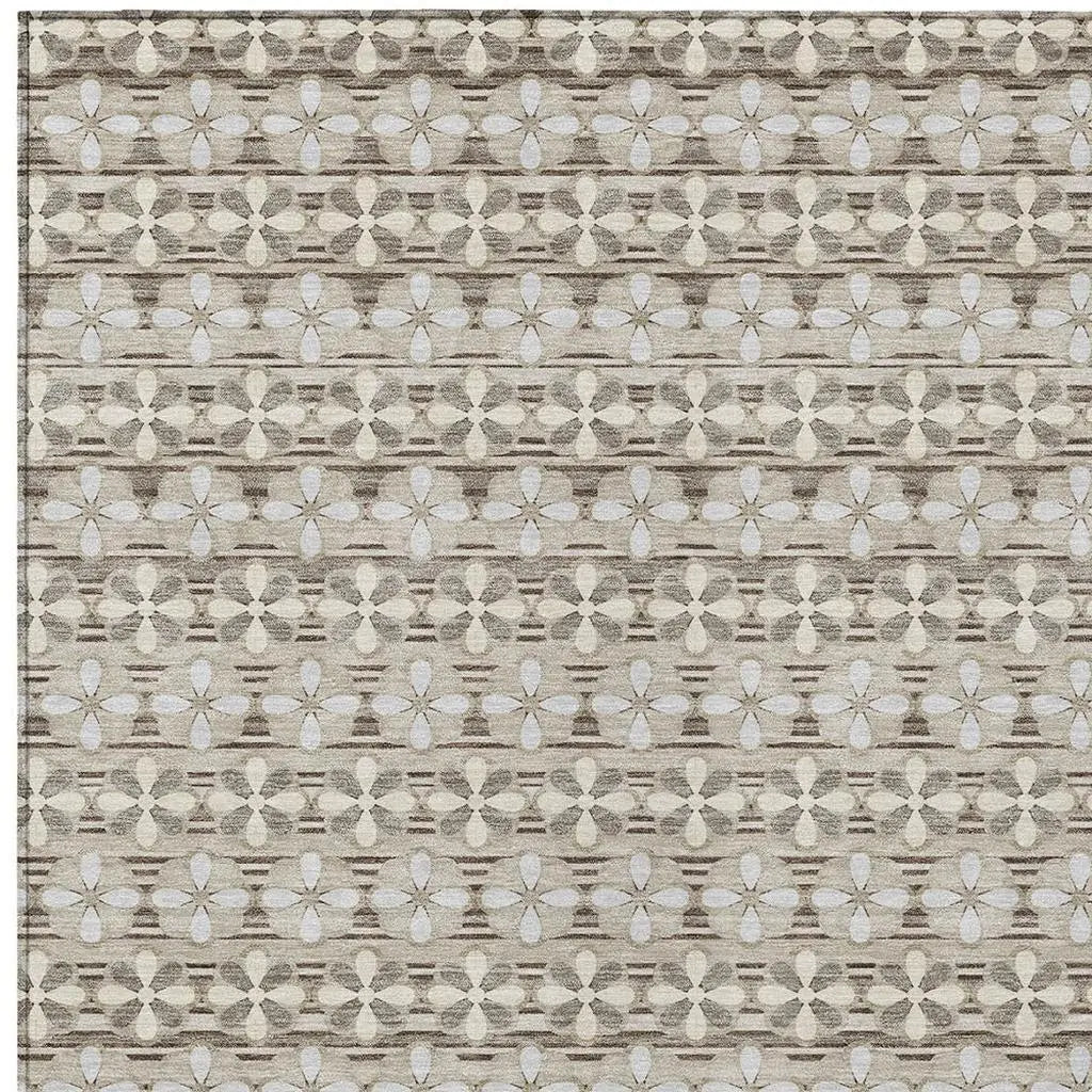 3' X 5' Ivory And Blue Striped Washable Indoor Outdoor Area Rug Homeroots Outdoor