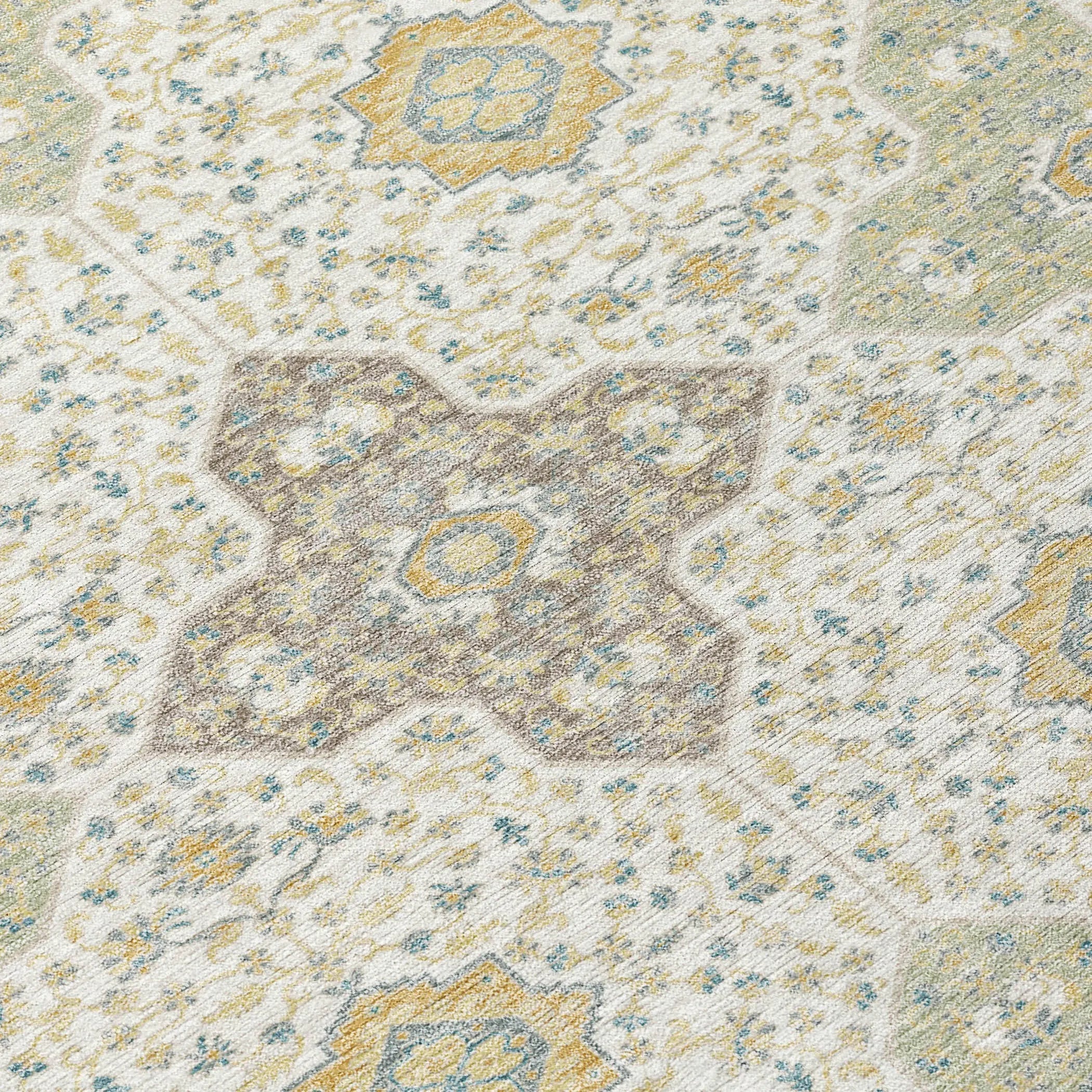 3' X 5' Ivory And Brown Damask Washable Indoor Outdoor Area Rug Homeroots Outdoor