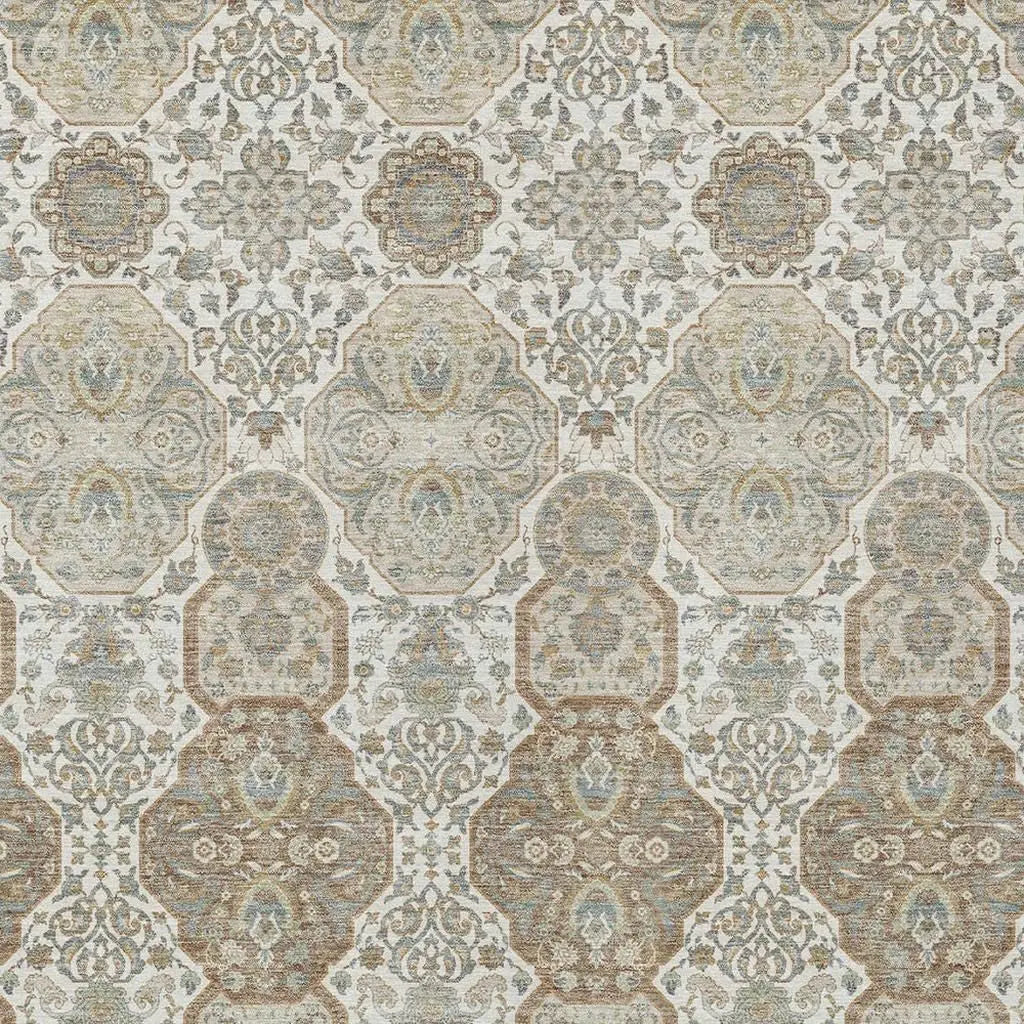 3' X 5' Ivory And Brown Floral Washable Indoor Outdoor Area Rug Homeroots Outdoor