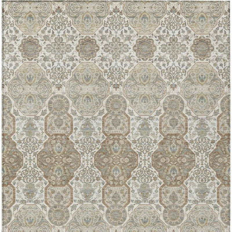 3' X 5' Ivory And Brown Floral Washable Indoor Outdoor Area Rug Homeroots Outdoor