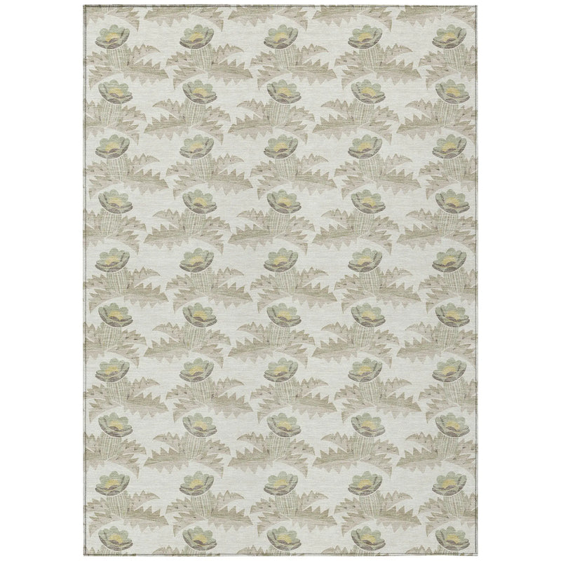 3' X 5' Ivory And Brown Floral Washable Indoor Outdoor Area Rug Homeroots Outdoor