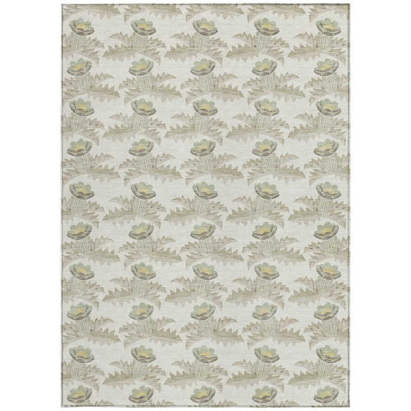 3' X 5' Ivory And Brown Floral Washable Indoor Outdoor Area Rug Homeroots Outdoor