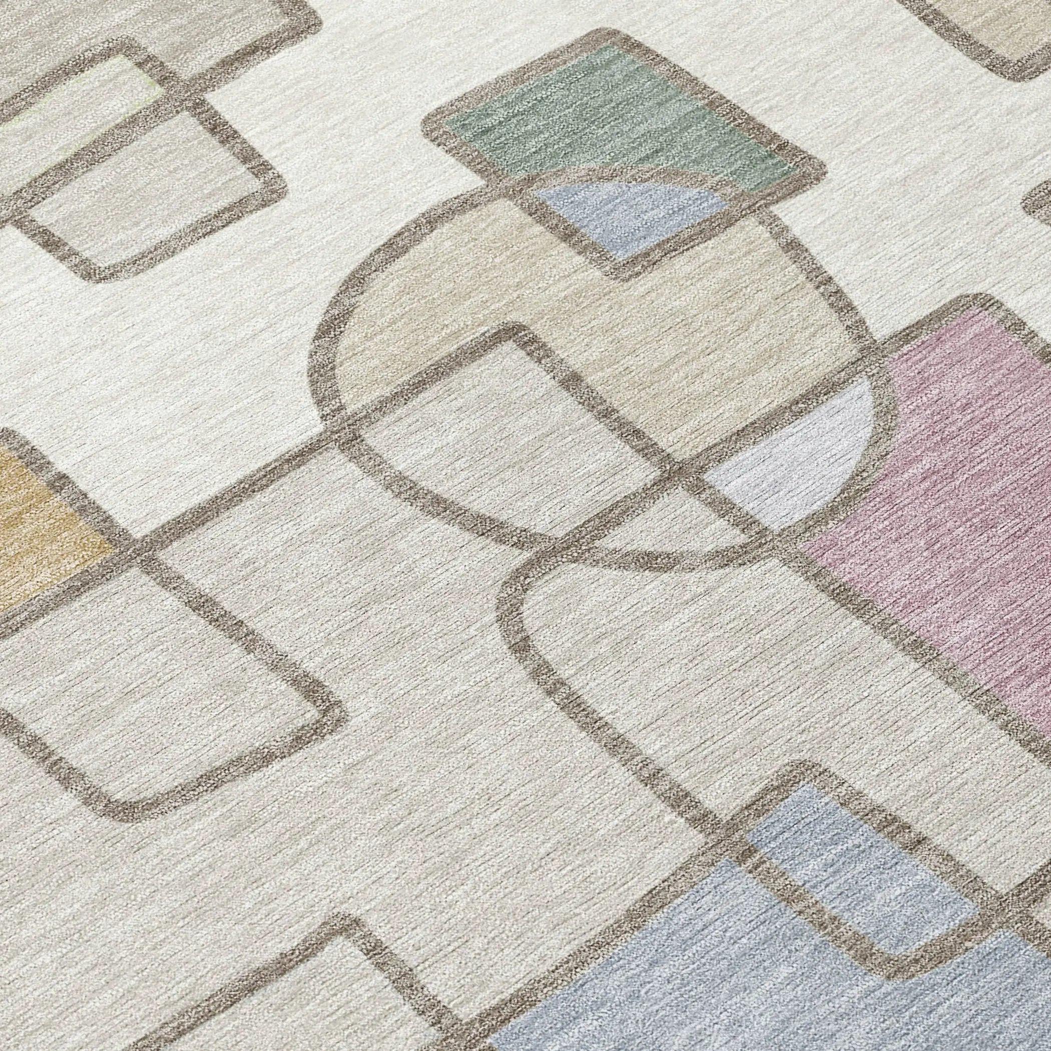 3' X 5' Ivory And Brown Geometric Washable Indoor Outdoor Area Rug Homeroots Outdoor