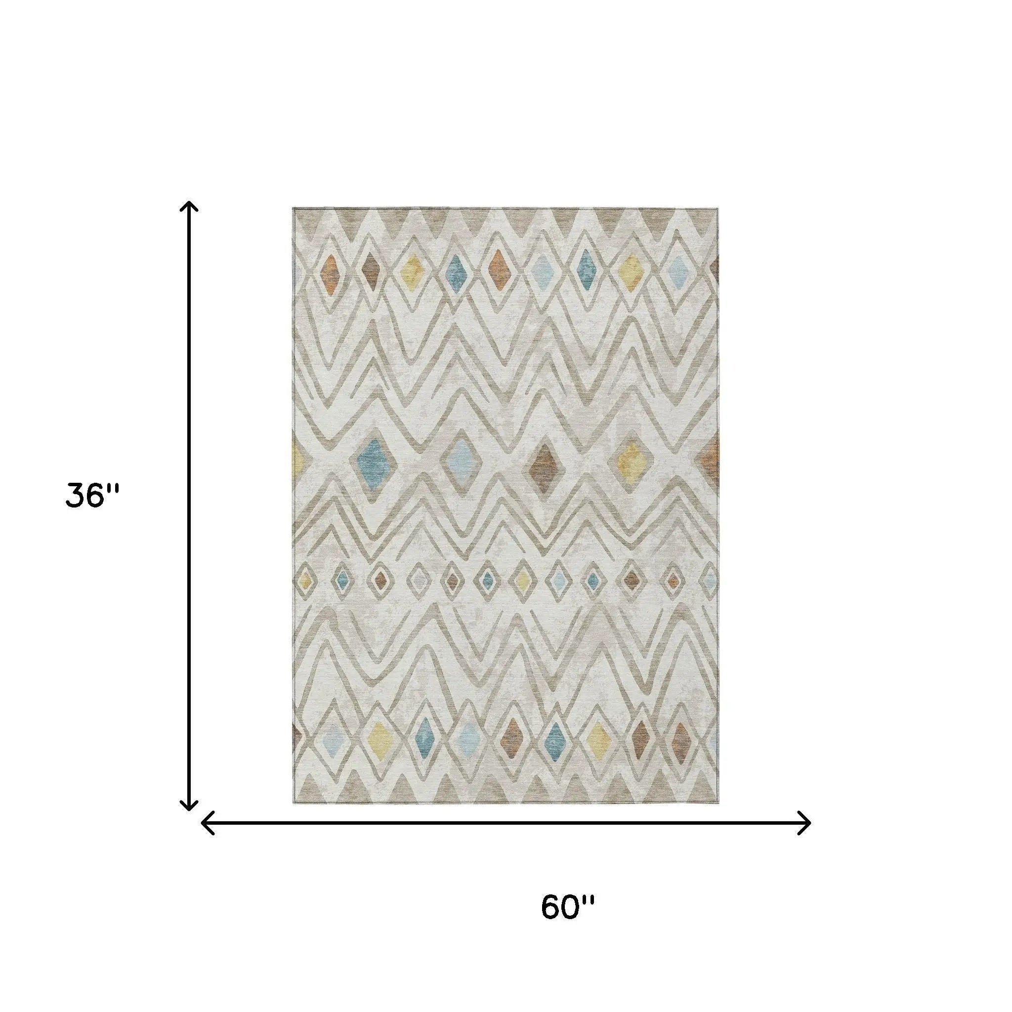 3' X 5' Ivory And Brown Geometric Washable Indoor Outdoor Area Rug Homeroots Outdoor