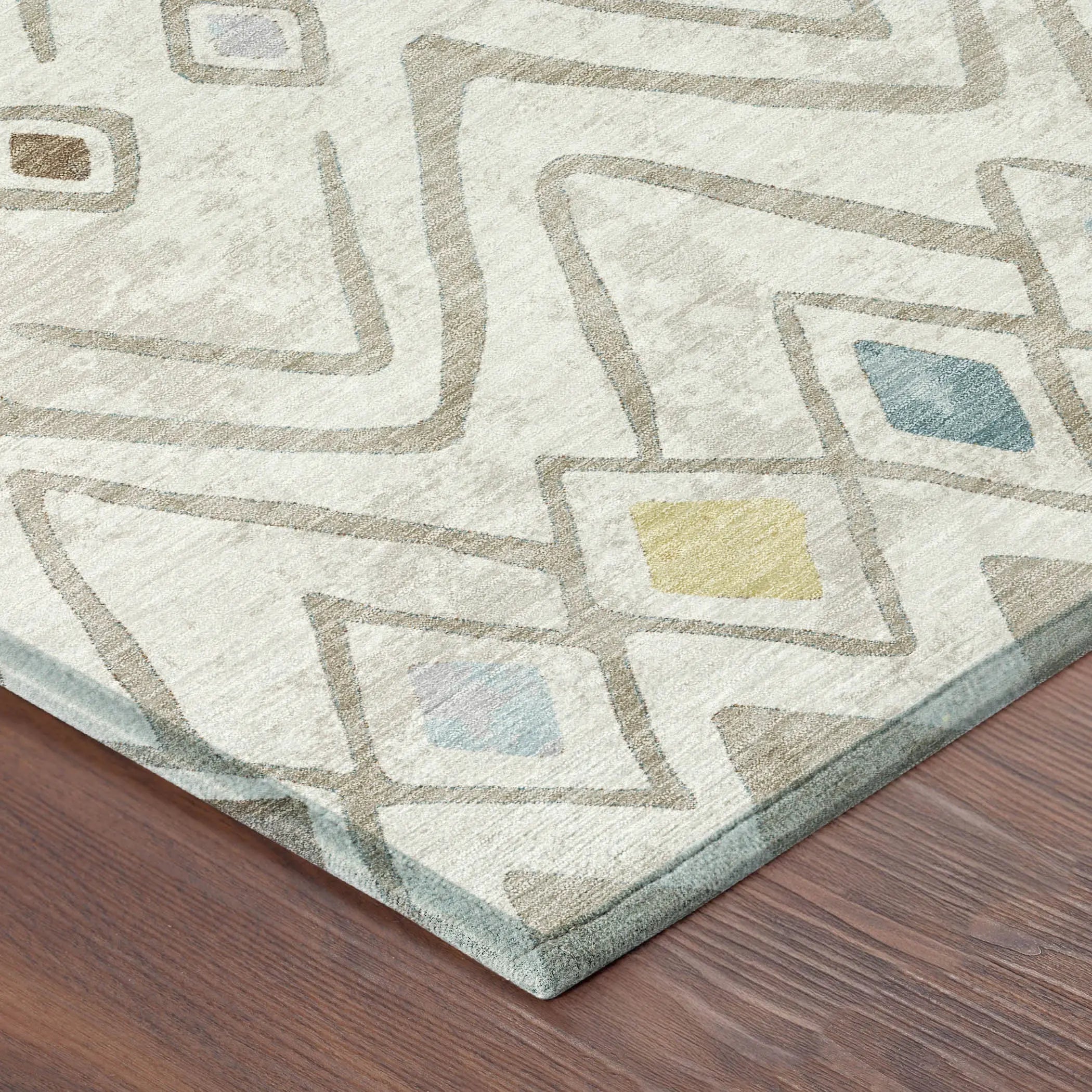 3' X 5' Ivory And Brown Geometric Washable Indoor Outdoor Area Rug Homeroots Outdoor
