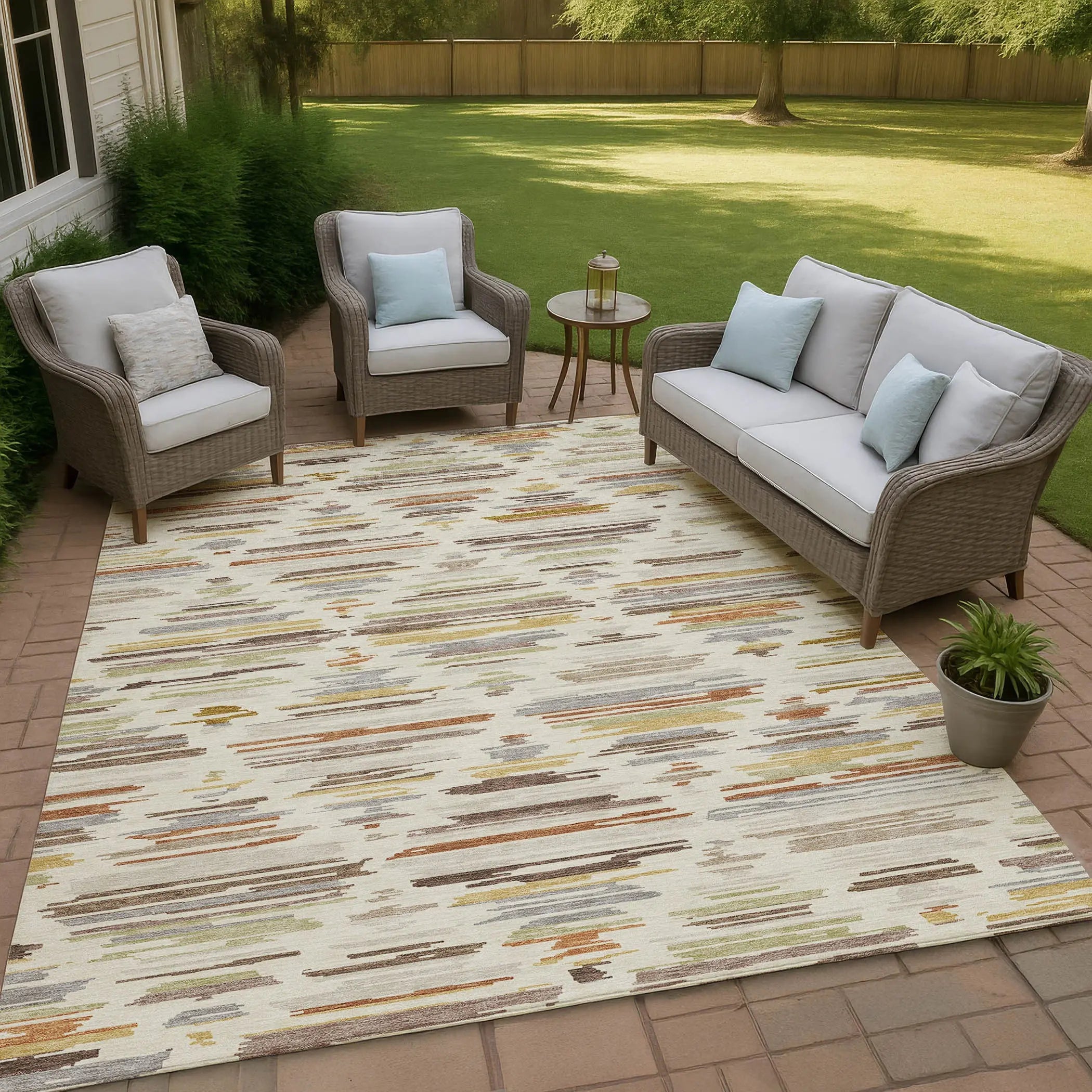 3' X 5' Ivory And Brown Southwestern Washable Indoor Outdoor Area Rug Homeroots Outdoor